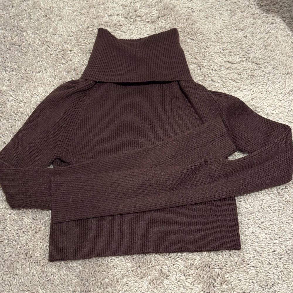 Double Zero Cropped Brown Turtleneck Sweater - image 1